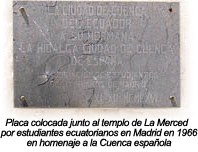 Placa junto a templo de La Merced en Madrid